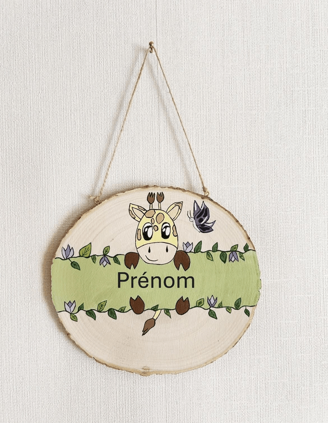 Peinture sur bois décorative girafe personnalisable