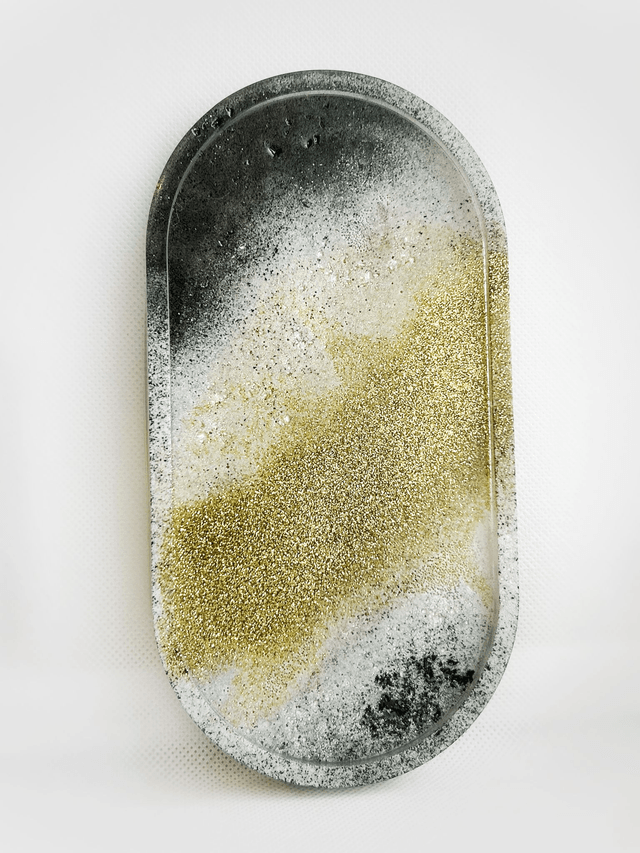 Plateau vide poche allongé effet granit 