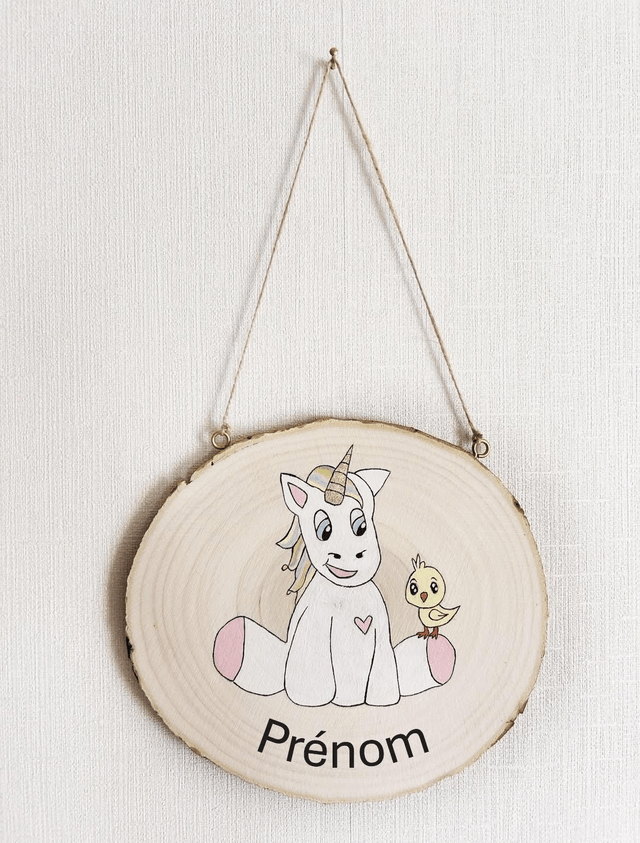 Peinture sur bois décorative licorne personnalisable