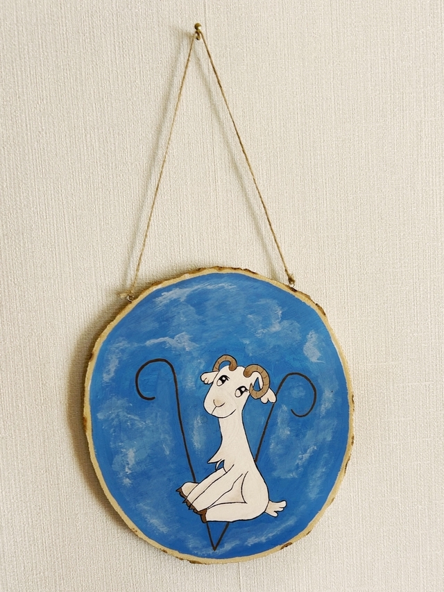 Peinture sur bois décorative bélier personnalisable